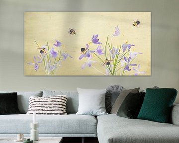 Crocuses and bumblebees by Fionna Bottema