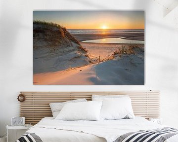 Zonsondergang bij de Slufter, Texel van Patrick van Oostrom
