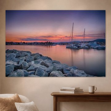 Sonnenuntergang im Hafen von Port Grimaud, Frankreich