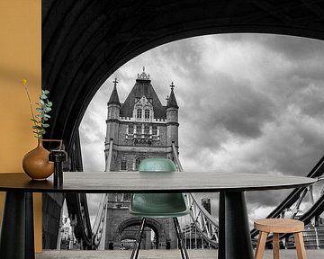 View of the Tower Bridge in London, on a dramatic cloudy day. by Carlos Charlez