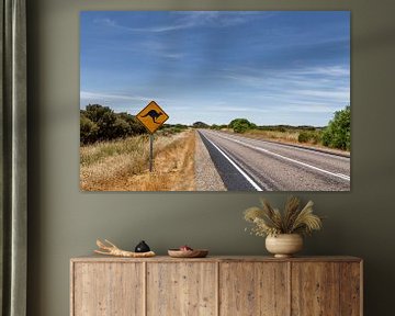 Outback Australië. Beroemde iconische kangaroe snelweg bord van Tjeerd Kruse