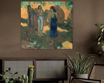 Drie Tahitiaanse vrouwen tegen een gele achtergrond, Paul Gauguin
