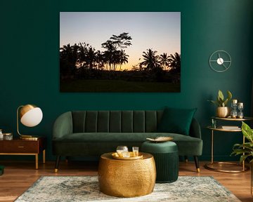 Coconut palms and beautiful orange sunsets create a soothing evening landscape by Tjeerd Kruse