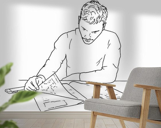 Voorbeeld van het werk in een kamer
