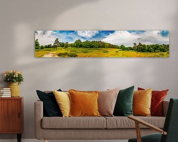 Panorama d'un paysage de prairies sauvages et de forêts sur Günter Albers