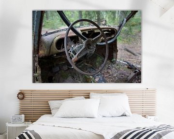 Bœuf en voiture au cimetière en forêt de Ryd, Suède