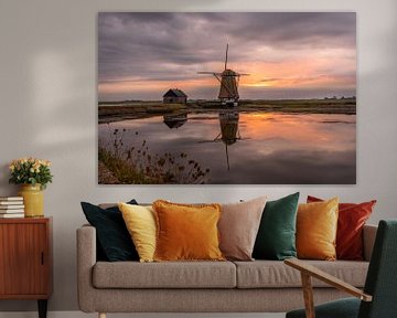 Coucher de soleil de Mill North Texel sur Texel360Fotografie Richard Heerschap