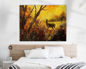 Biche en automne sur pol ledent