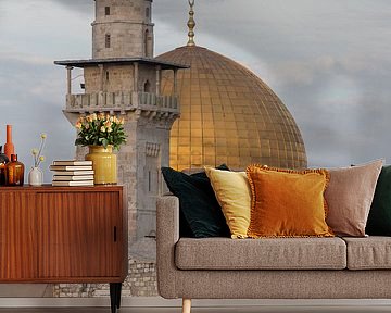 El-Ghawanima minaret en koepel op tempel rots in Jeruzalem, Israel.