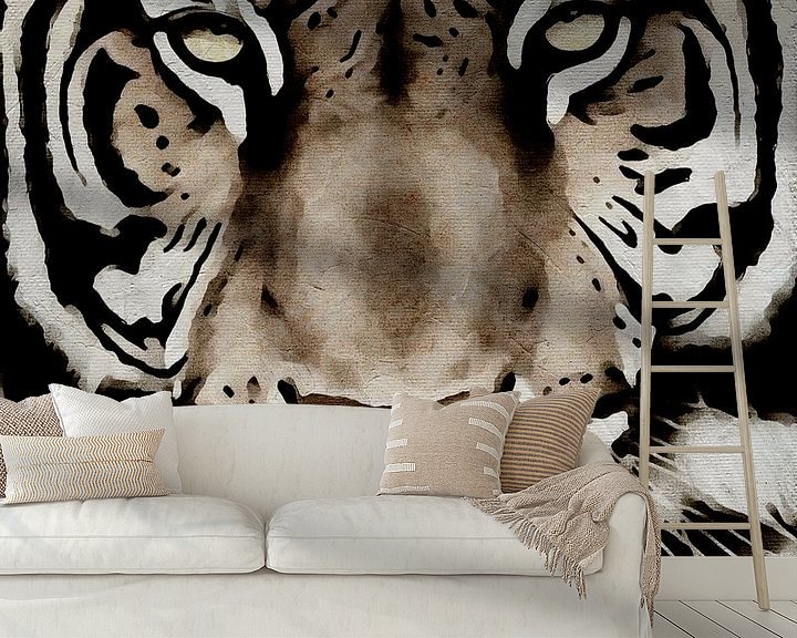 Sfeerimpressie behang: Portret van een tijger van Jan Keteleer