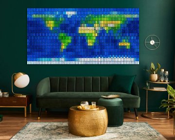 Wereldkaart in glas en lood