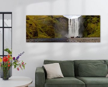 Panorama Wasserfall Skógafoss in Island