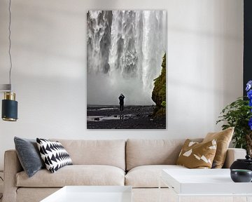 Bas de la cascade de Skógafoss en Islande