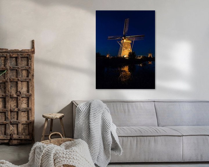 Impression: Heure bleue Kinderdijk dans les lumières sportives sur Mark den Boer