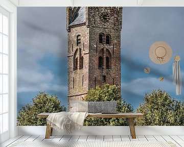 Kerktoren van het Friese dorpje Firdgum van Harrie Muis