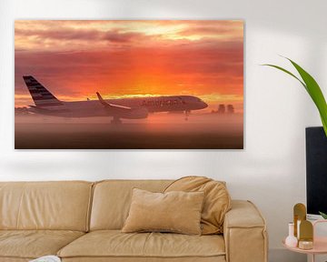 Mistige Zonsopgang - American Airlines Boeing 757-200