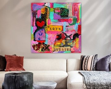 Collage-Kunstwerk "Ich liebe mein chaotisches Leben". von Ina Wuite