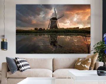 Windmill under an explosive sky at sunset by iPics Photography