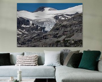 Glacier with mountain hut by Sander de Jong