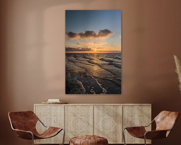 Prachtige zondsondergang op het strand in Renesse (Zeeland) van Debbie Kanders