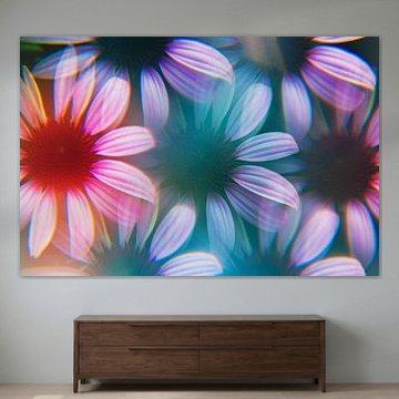 Echinacea flowers photographed by a prism