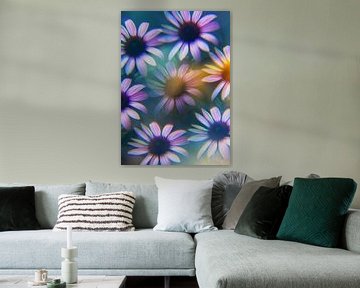 Echinacea bloemen gefotografeerd door een prisma