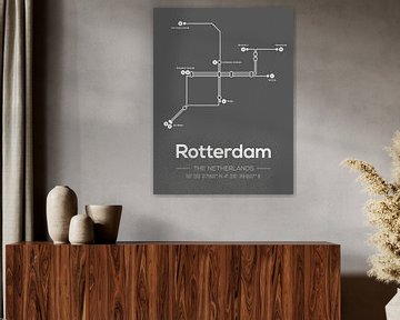 Lignes de métro de Rotterdam Gris foncé sur MDRN HOME