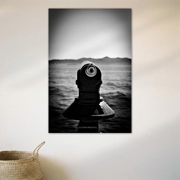 verrekijker in het zwart wit