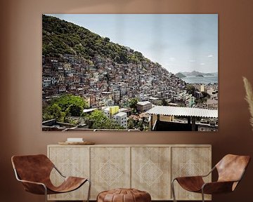 Houses stand on a hill in the Rocinha slum of Rio de Janeiro, Brazil. by Tjeerd Kruse