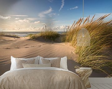 Dune with marram grass and traces of birds by Jenco van Zalk