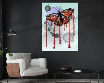 Vlinder met drippings van Bianca Wisseloo