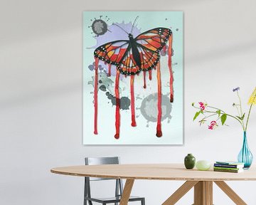 Vlinder met drippings van Bianca Wisseloo