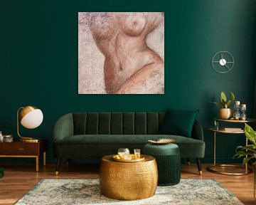Pure beauty, the woman! Hand-drawn with pastel crayons. by Ineke de Rijk