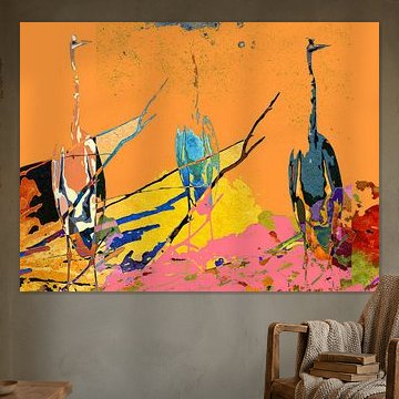 Three herons by Gabi Hampe