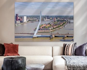 De Erasmusbrug en het Noordereiland vanaf World Port Center in Rotterdam van Annette Roijaards
