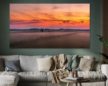 Texel zonsondergang De Staart panorama