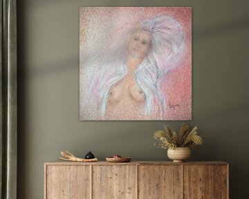 Romantisches Porträt, handgemalt mit Pastellfarben von Ineke de Rijk