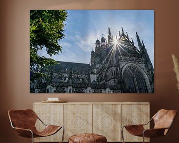 St. John's Cathedral in Den Bosch, close up from below, with backlight by Patrick Verhoef