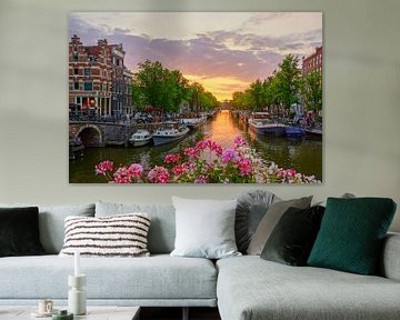 Zonsondergang in Amsterdam van Hanno de Vries