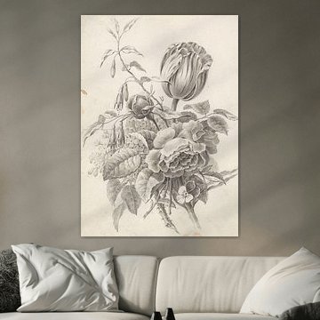 Stilllebenstrauß in Schwarz-Weiß