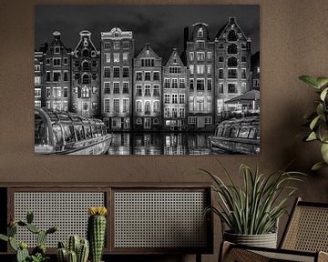 Damrak Amsterdam zwart/wit