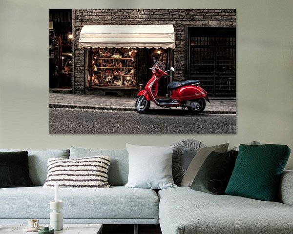 Red scooter in Italian street. 