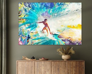 Surfer in tropische golf van Giovani Zanolino