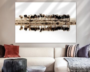 vaches dans une rangée (sépia) - vues à vtwonen sur Annemieke van der Wiel
