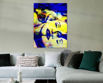 Madonna Truth or Dare Abstract Geel / Blauw van Art By Dominic