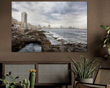 panoramic views of the skyline of Havana and the famous boulevard Malecon by Tjeerd Kruse