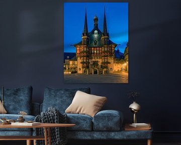 Le célèbre hôtel de ville de Wernigerode, Harz, Saxe-Anhalt, Allemagne. sur Henk Meijer Photography