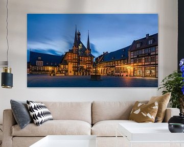 Le célèbre hôtel de ville de Wernigerode, Harz, Saxe-Anhalt, Allemagne.