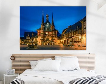Le célèbre hôtel de ville de Wernigerode, Harz, Saxe-Anhalt, Allemagne.