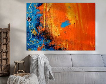Abstract oranje blauw schilderij kunst van C. Catharina